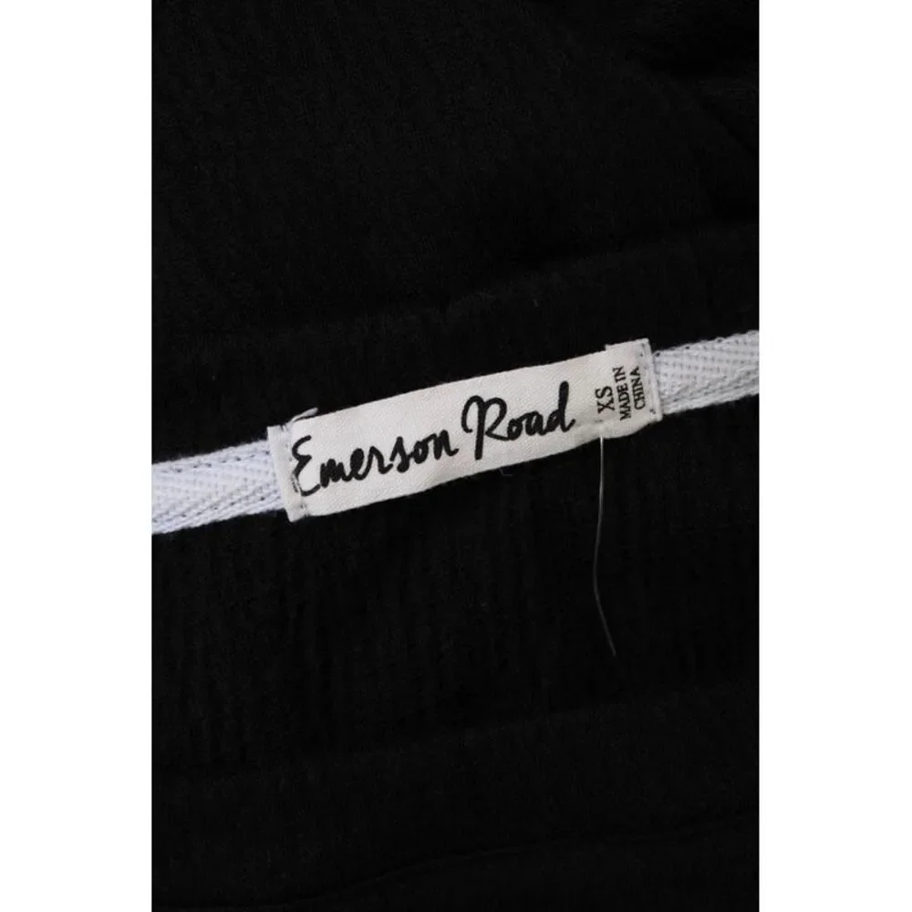 Emerson Road Womens Floral Embroidered Sleepwear Top + Short Set Black Size XS